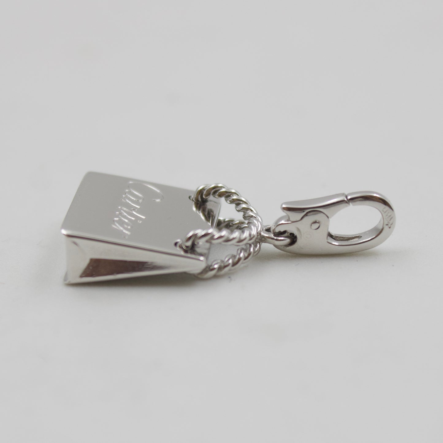 Vintage Authentic Cartier Shopping Bag Charm Pendant in 18K White Gold