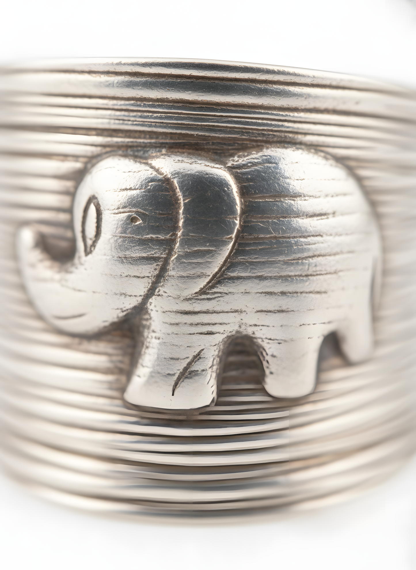 Handmade Indonesian Elephant Broad Ring in Sterling Silver Adjustable Size