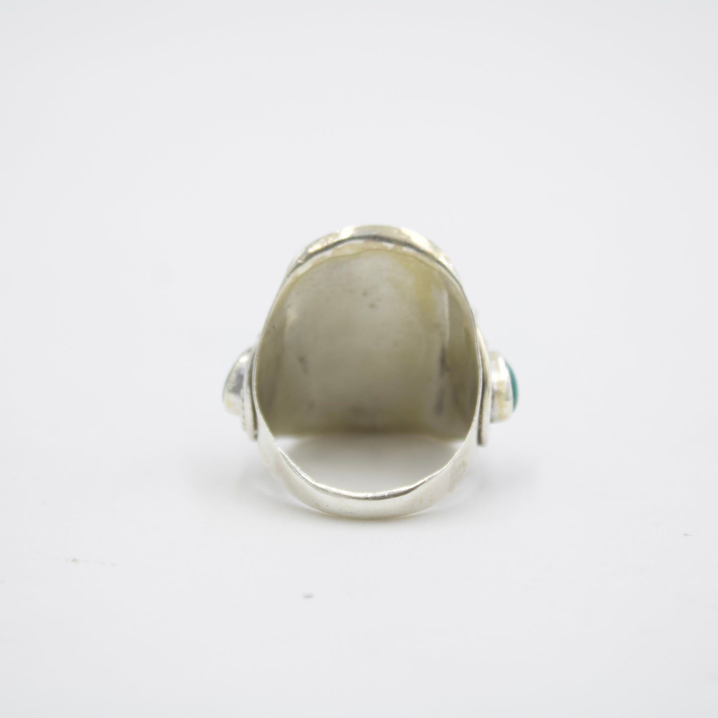 Vintage Handmade Tibetan Natural Turquoise Statement Ring in Sterling Silver