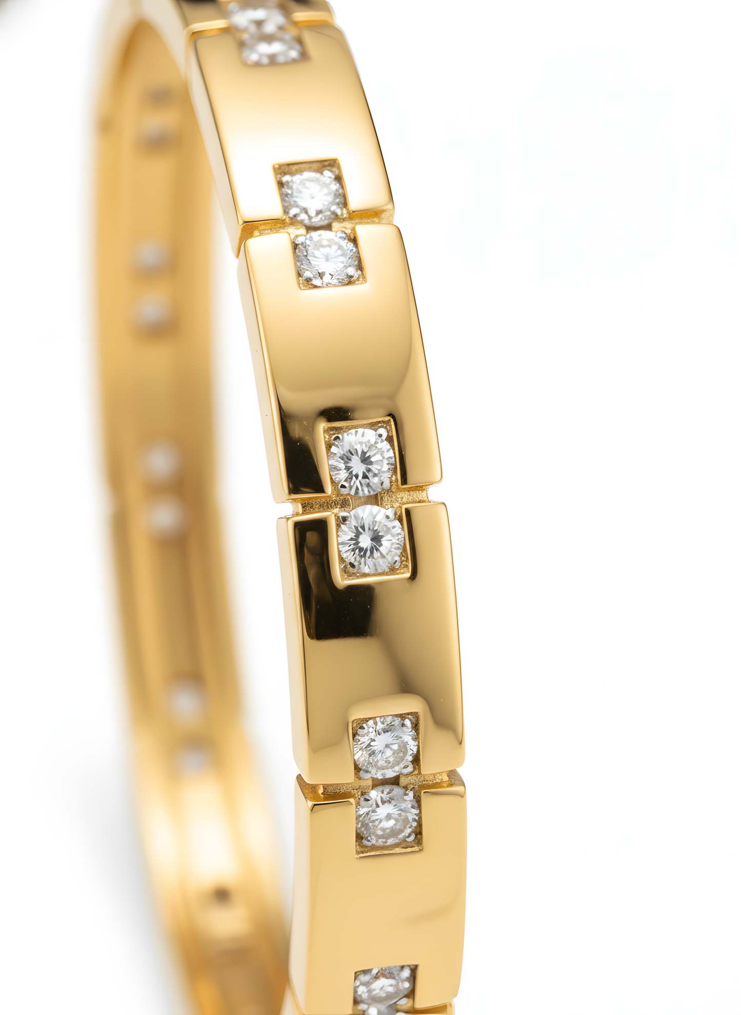 Elegant 1.29 Ct Natural Diamond Hinged Bangle Bracelet in 18KY Gold 6.7 Inches