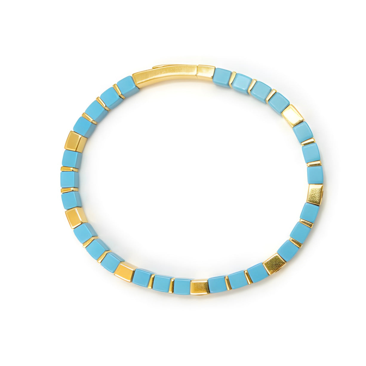 Natural 39.7 TCW Desert Diamond, Turquoise & Sapphire Beaded Bracelet 14K Gold