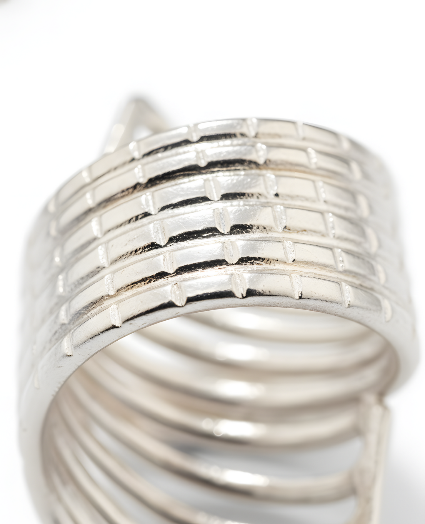 Handmade Spiral Broad Statement Ring in Sterling Silver Adjustable Size