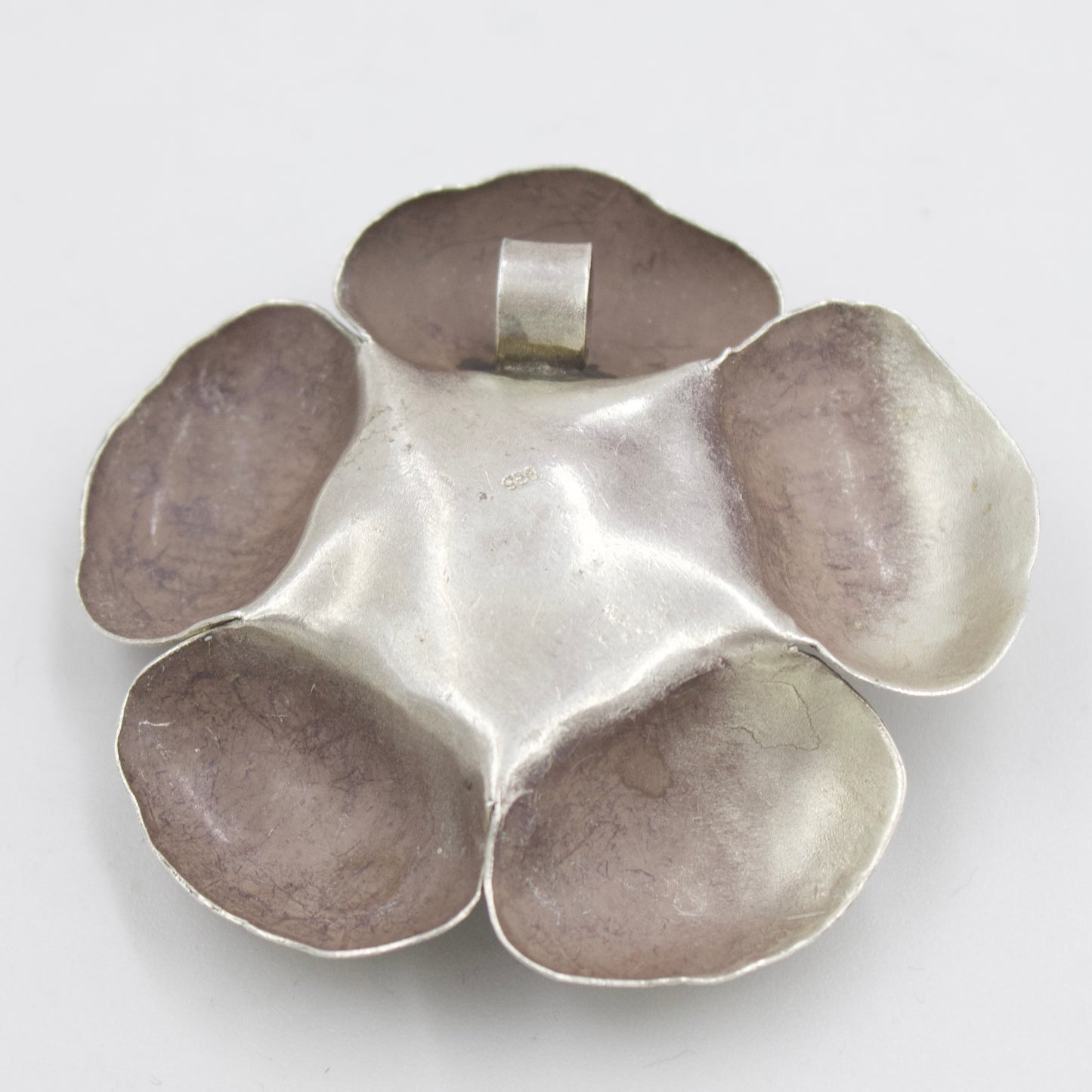 Vintage Handcrafted Textured Rose Pendant in 925 Sterling Silver
