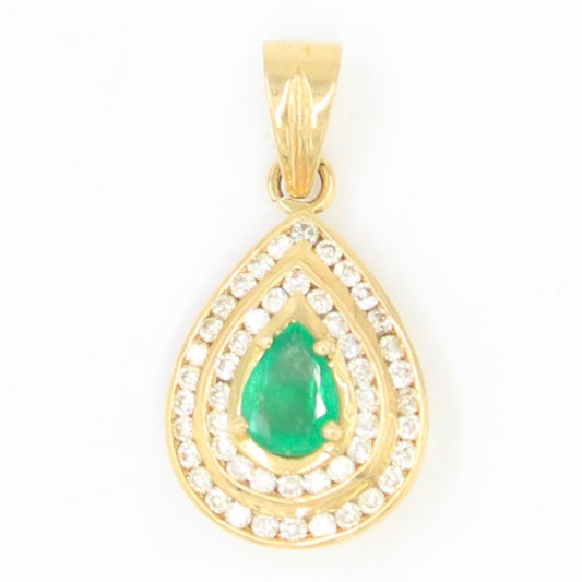 Elegant 2.50 TCW Natural Emerald & Diamond Pendant in 18K Yellow Gold