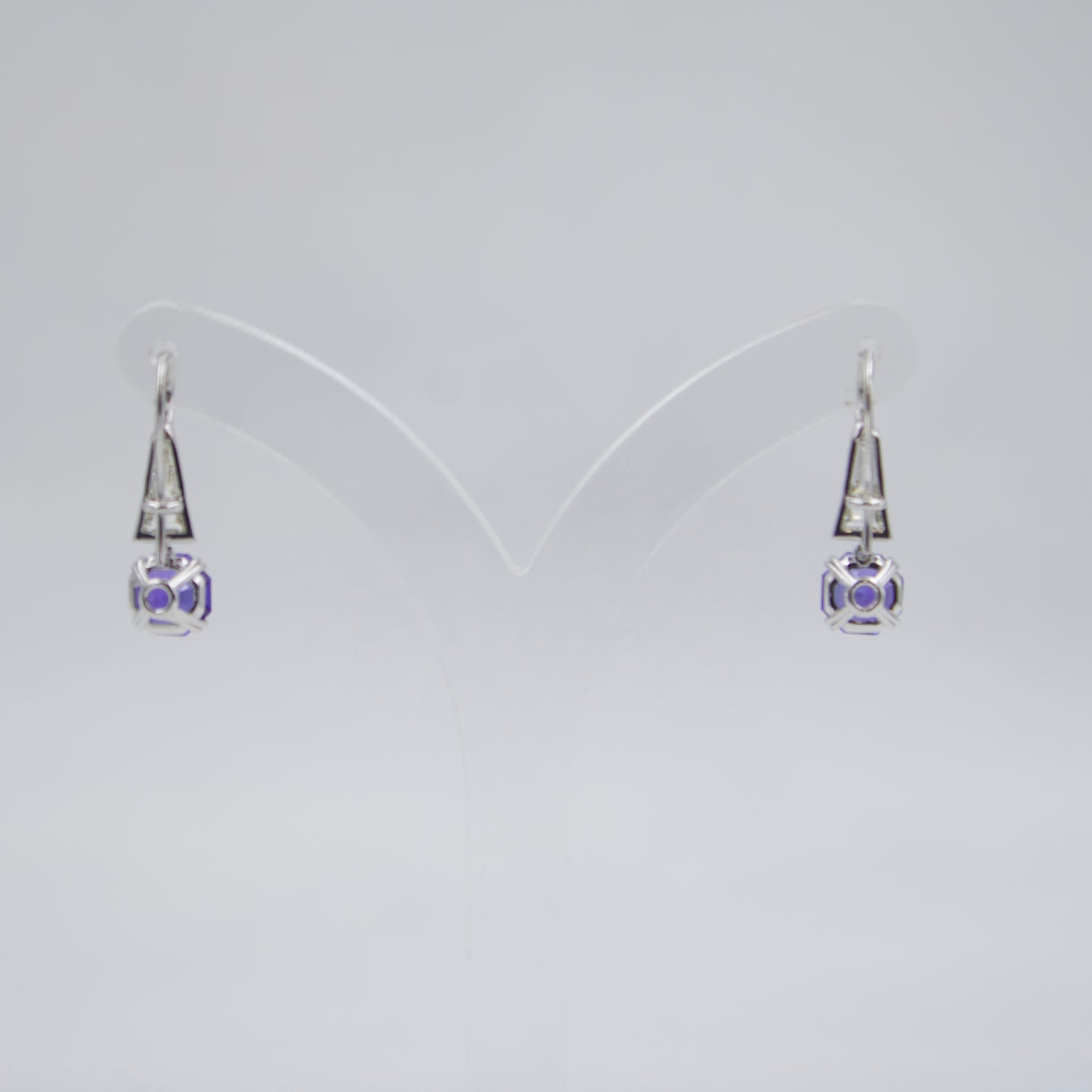 Statement 5.93 TCW Natural AAA++ Fancy Cut Tanzanite & Diamond Drop Earring 18K White Gold