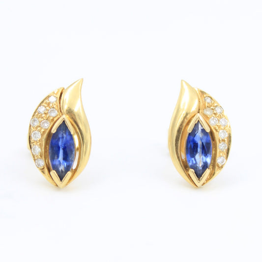 Elegant 1.95 TCW Natural Sapphire and Diamond Stud Earring in 18K Yellow Gold