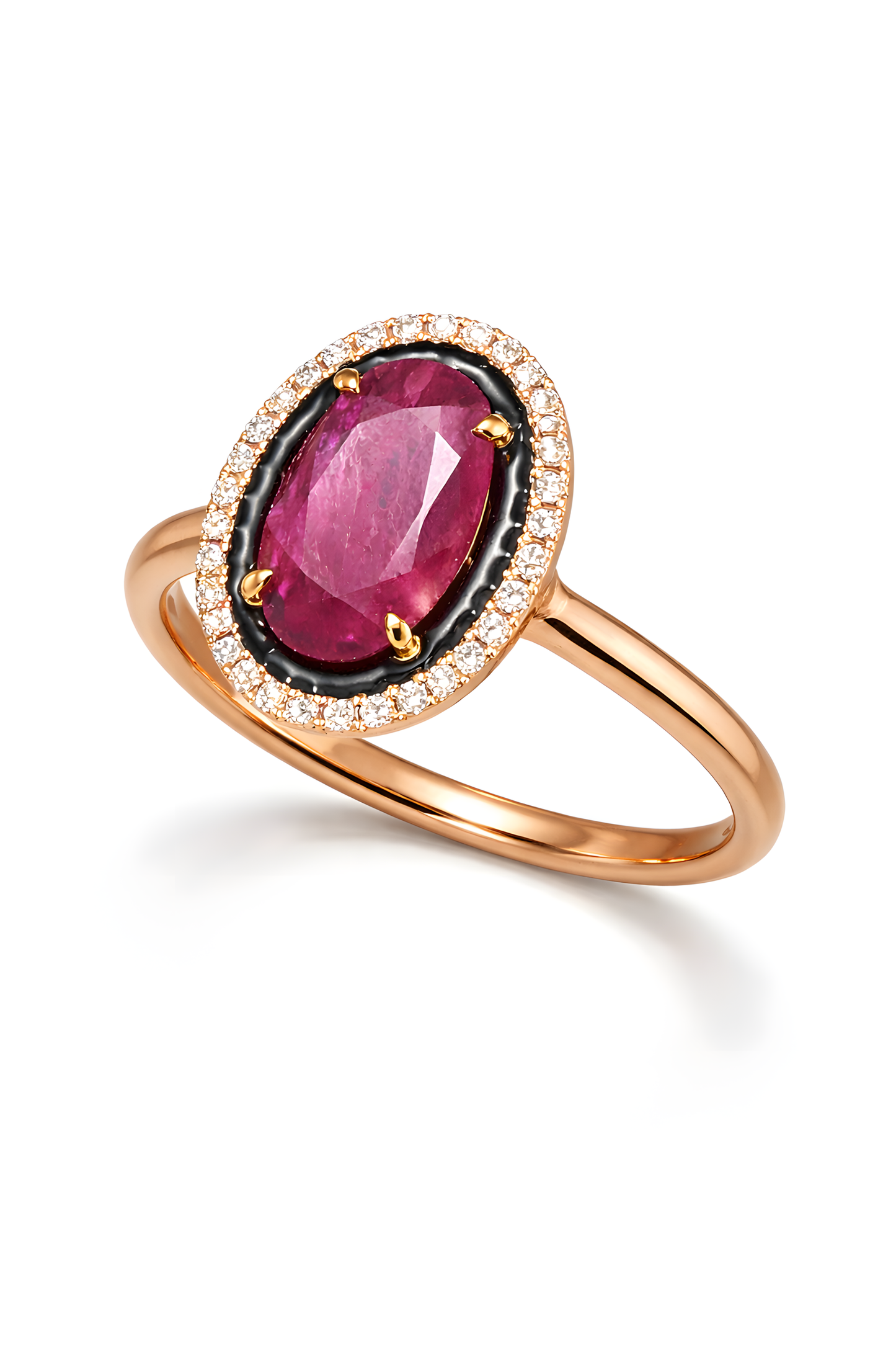 Luxurious 2.05 Ct Natural Ruby & Diamond Cocktail Ring in 18KY Gold Size 6.5