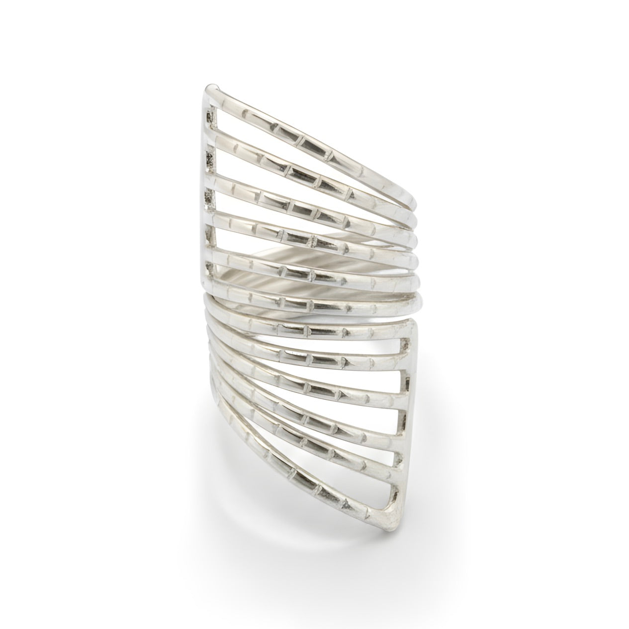 Handmade Spiral Broad Statement Ring in Sterling Silver Adjustable Size