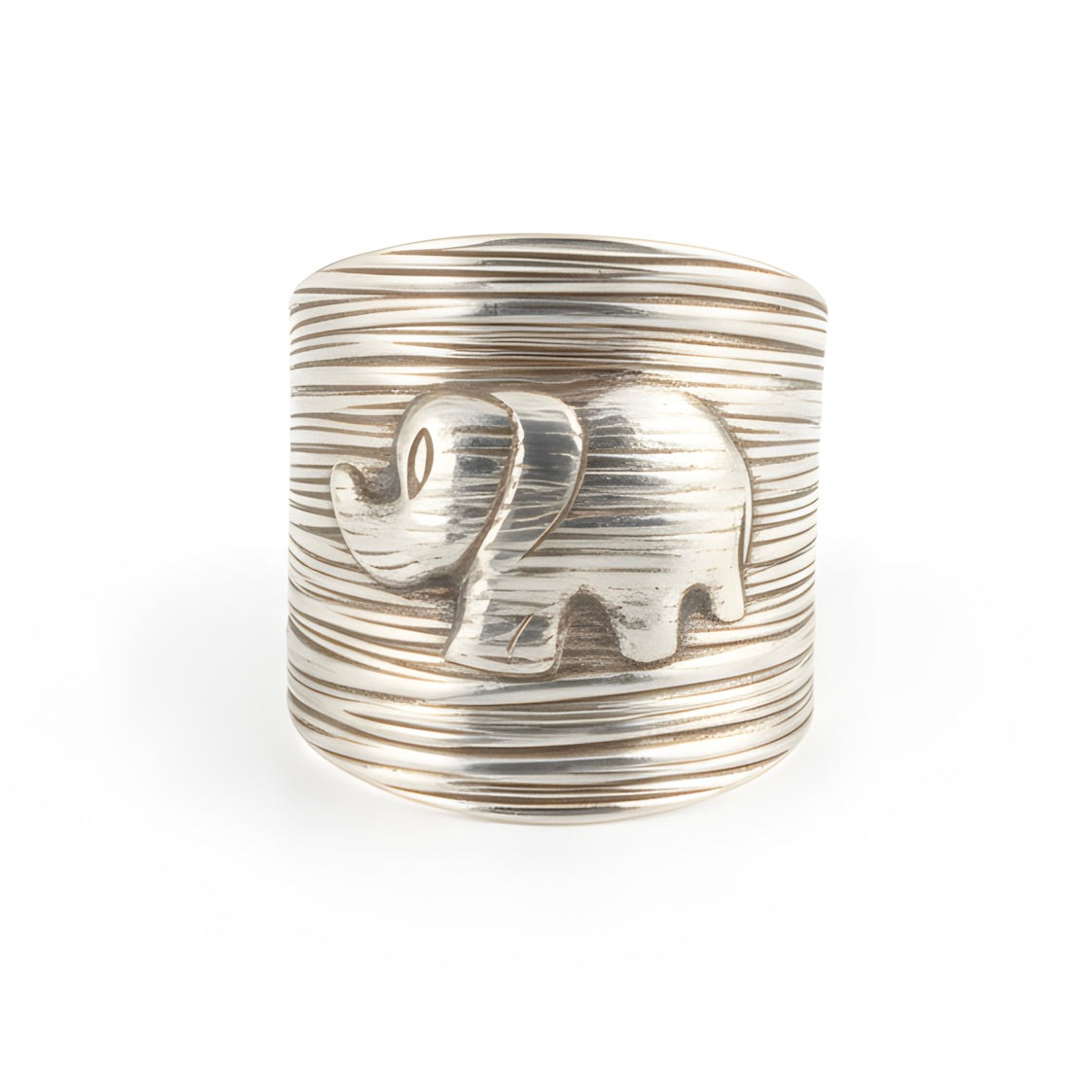 Handmade Indonesian Elephant Broad Ring in Sterling Silver Adjustable Size