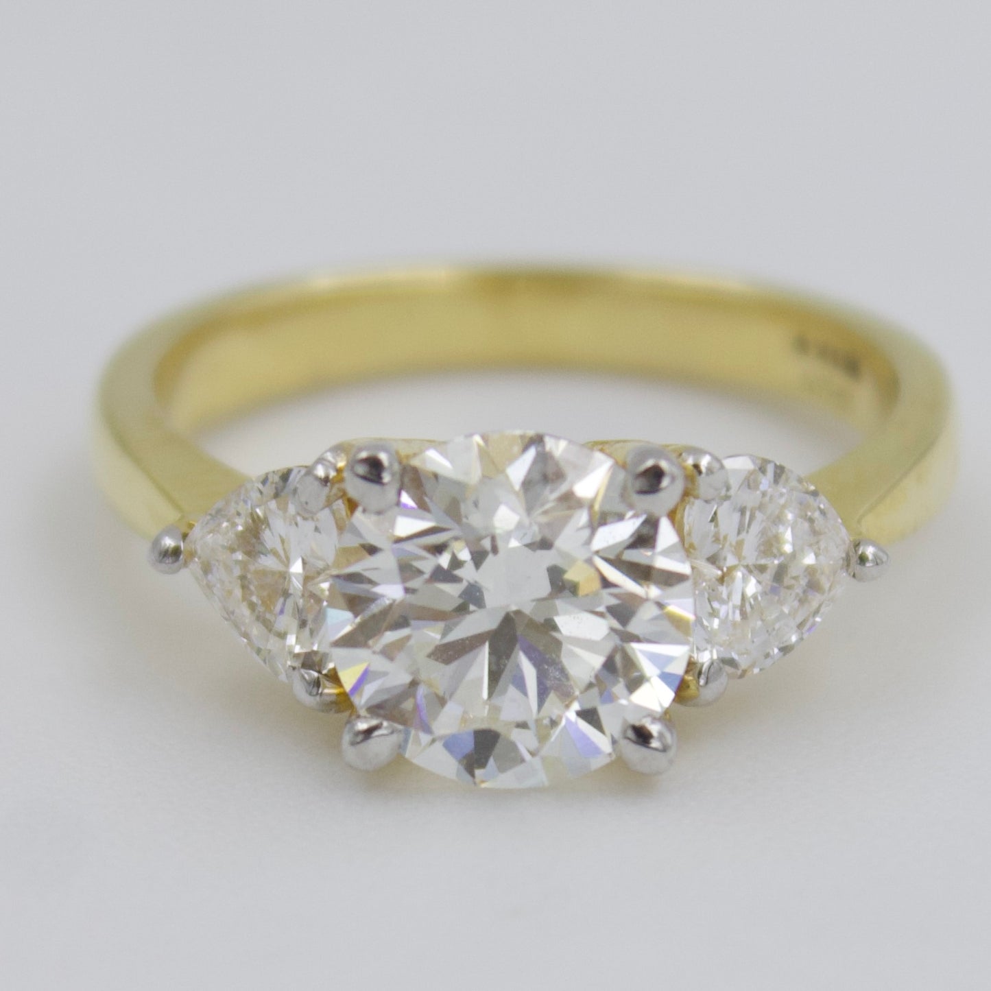 GIA Certified 2.34ctw Round & Heart Lab Diamond Trinity Ring in 14k Gold 5.5 Sz