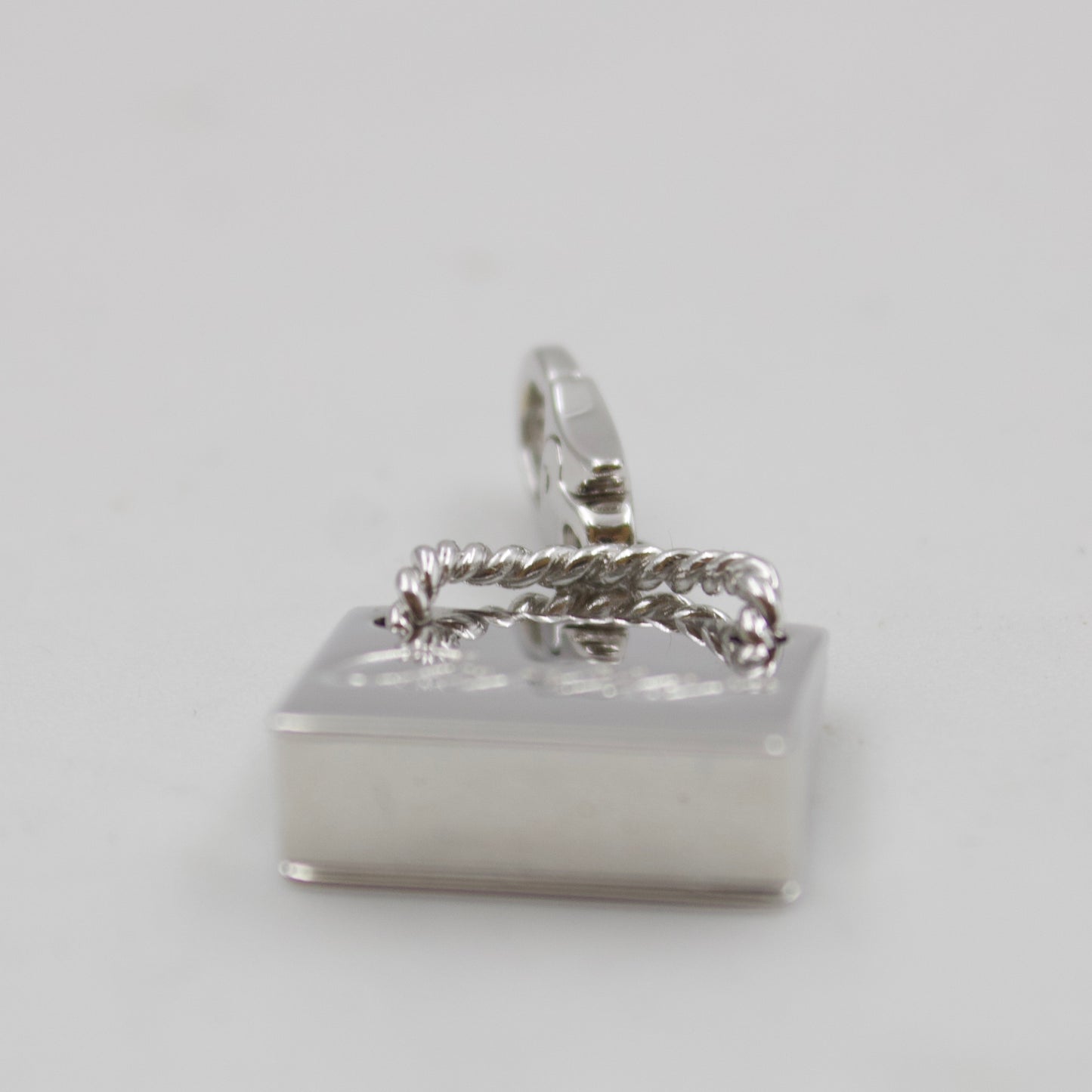 Vintage Authentic Cartier Shopping Bag Charm Pendant in 18K White Gold