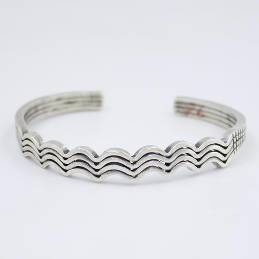 Indonesian Handmade Unisex Slim Cuff Bracelet in Sterling Silver