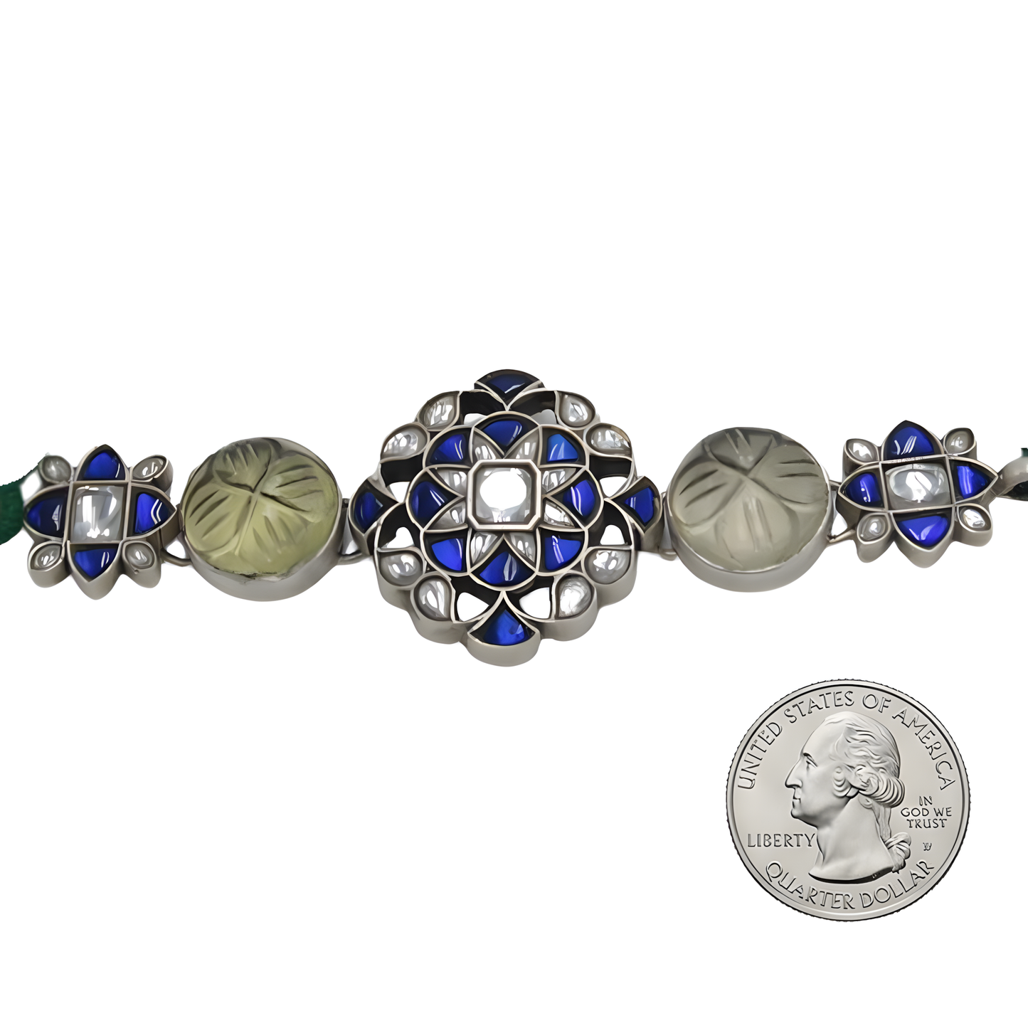 Artisan Floral Polki Choker in 925 Silver with Rock Crystal & Moissanite