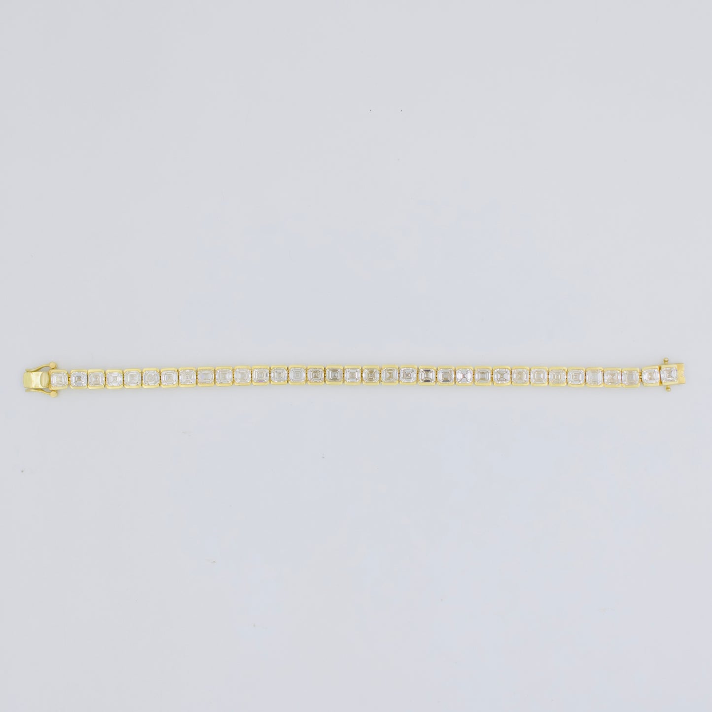 18.12 ct Created Asher Cut Diamond Flexible Half Bezel Set Tennis Bracelet 14K Gold