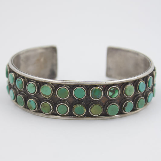 Vintage Natural Turquoise Cuff Bracelet in Sterling Silver