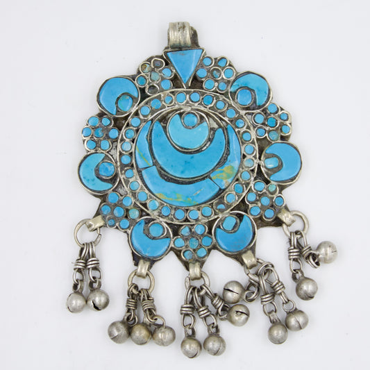 Antique Indian Tribal Turquoise Pendant Circa 1930s