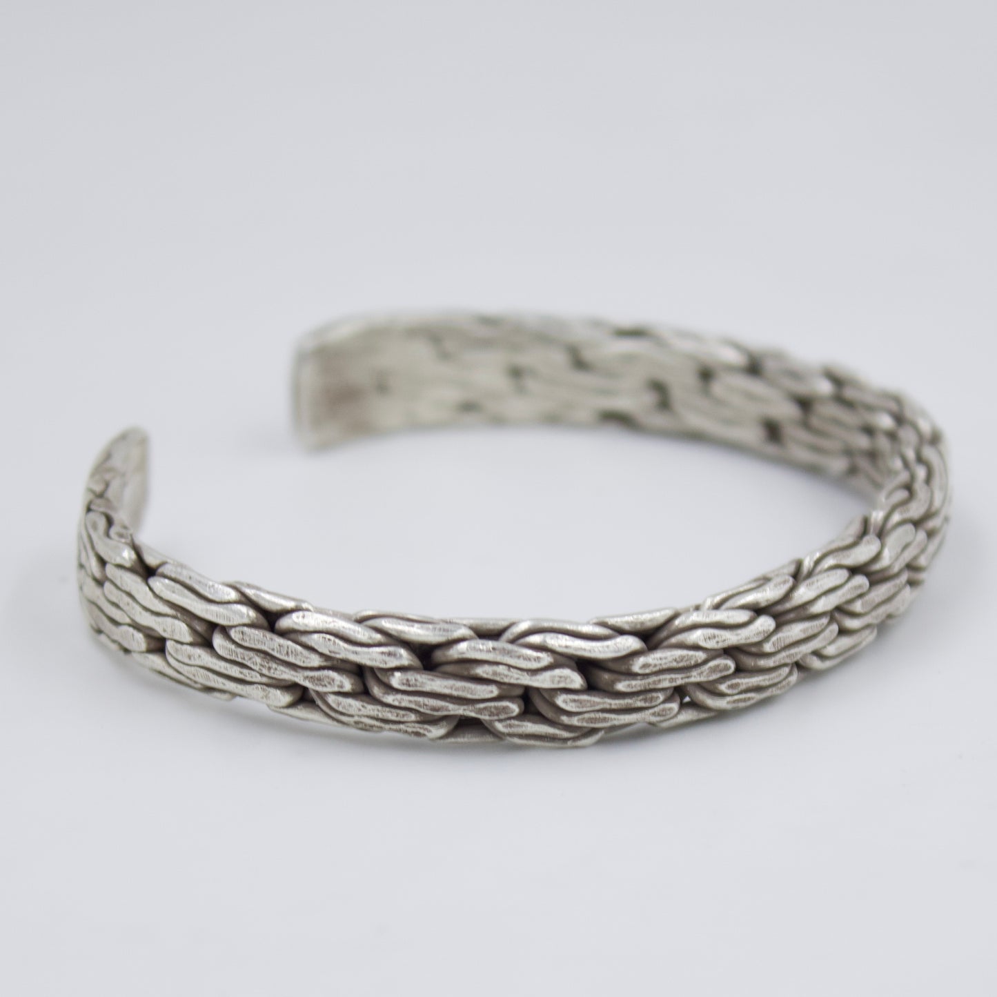 Indonesian Handmade Unisex Hammered Cuff Bracelet in Sterling Silver