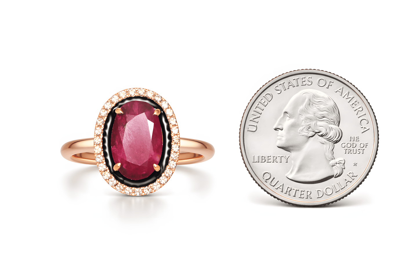 Luxurious 2.05 Ct Natural Ruby & Diamond Cocktail Ring in 18KY Gold Size 6.5