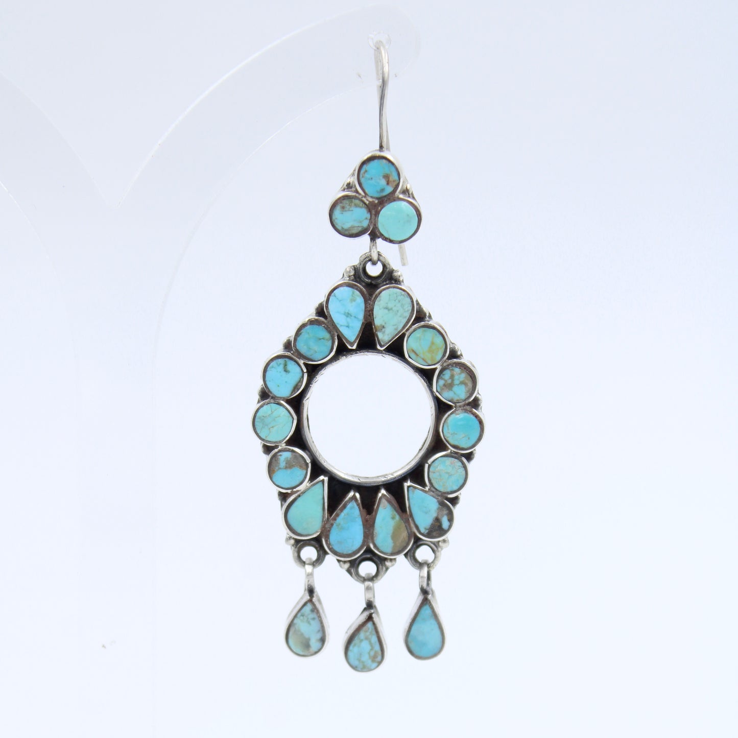 Vintage Southwestern Natural Turquoise Drop Earring in Sterling Silver