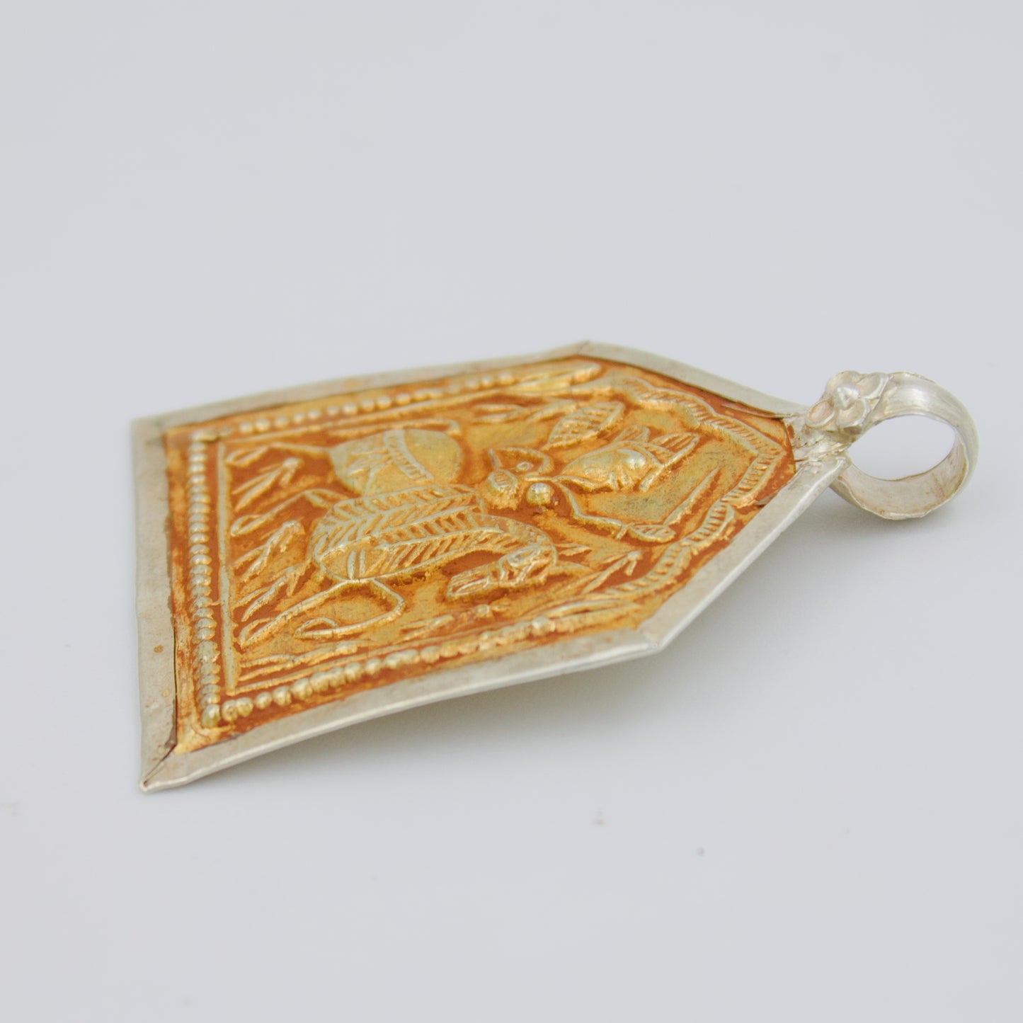 Vintage Gold-Tone Warrior Equestrian Amulet Pendant in 925 Silver