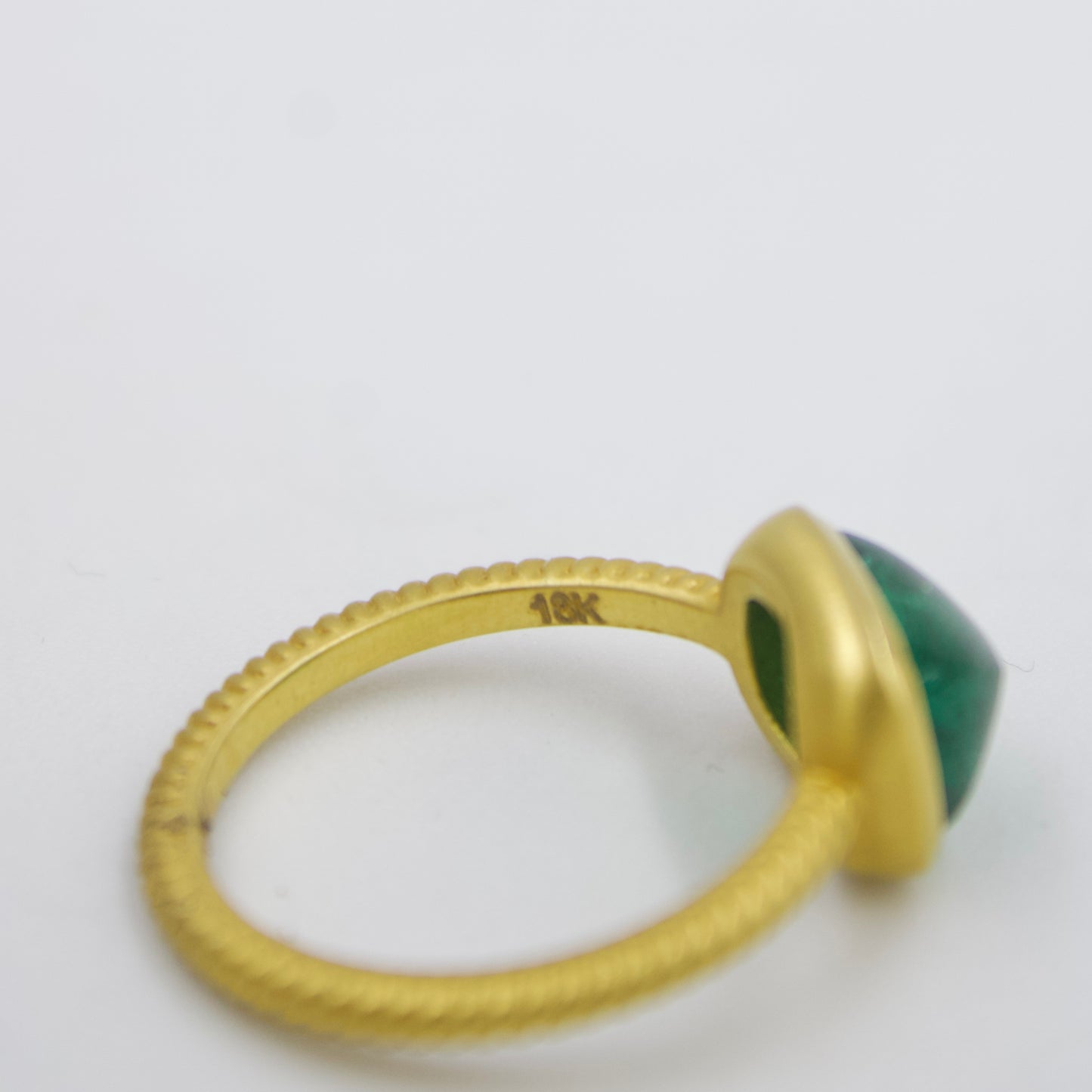 Natural 2.70 Ct Zambian Sugarloaf Emerald East-West Ring 18K Brushed  Gold