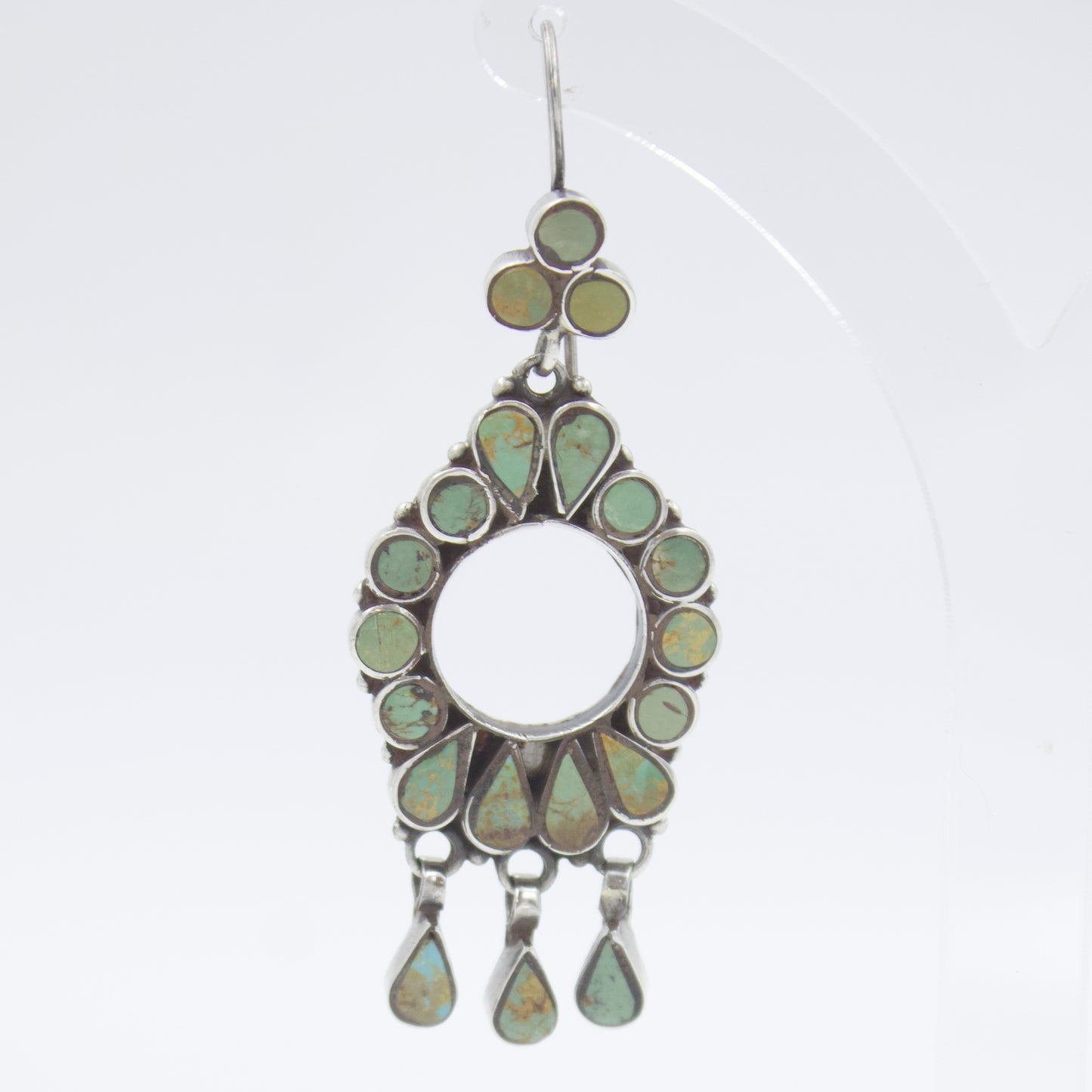 Stunning Vintage Natural Turquoise Open Frame Dangle Earring in Sterling Silver