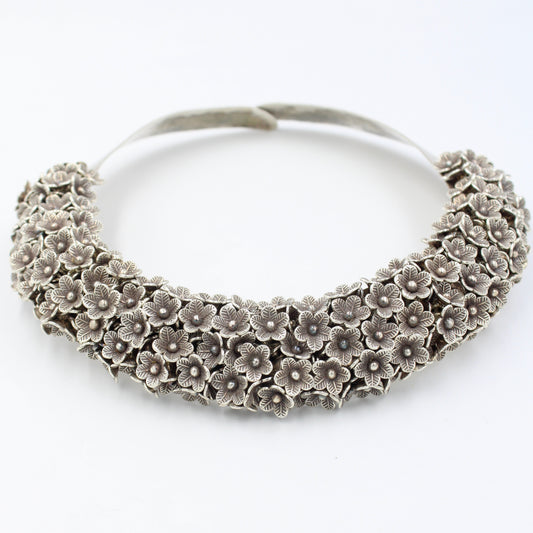 Handmade Indonesian Boho Floral Cluster Collar Necklace