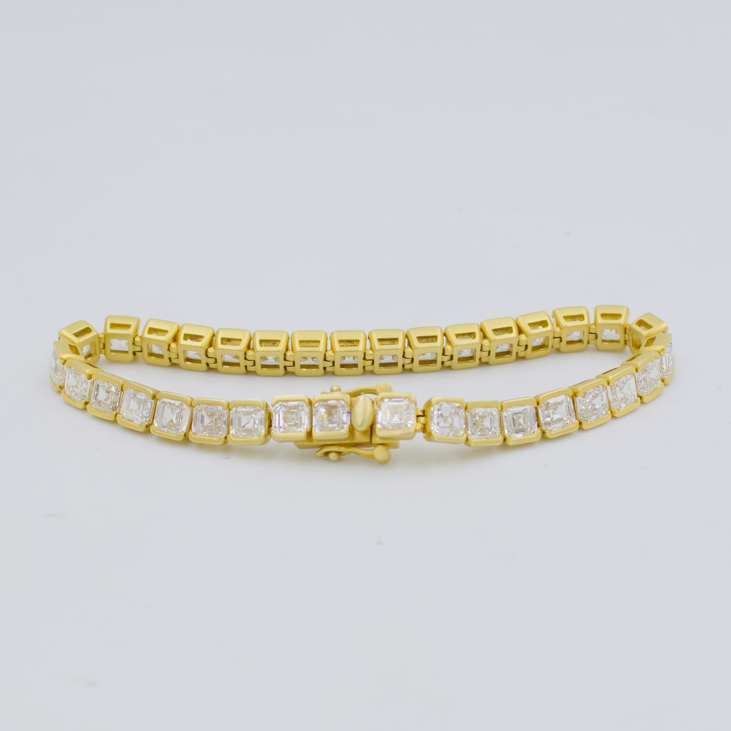 18.12 ct Created Asher Cut Diamond Flexible Half Bezel Set Tennis Bracelet 14K Gold