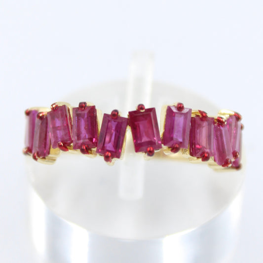 Natural 2.76 ct Ruby Baguette Zig Zag Eternity Band in 18K Yellow Gold