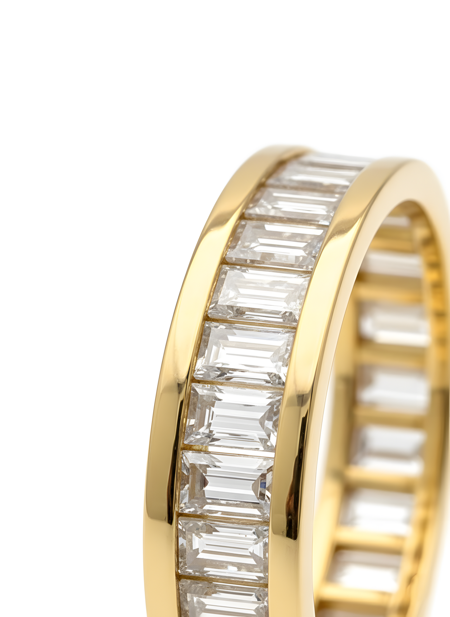 Natural 1.64 Ct E-VVS Channel Set Baguette Band Ring in 14K Yellow Gold
