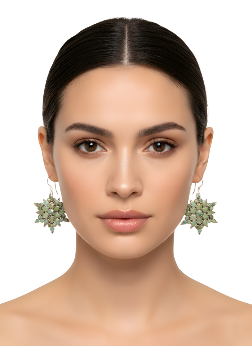 Vintage Southwestern Natural Turquoise Drop Earring in Sterling Silver