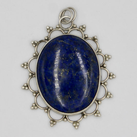 Vintage Handmade Afghan Lapis Pendant in Sterling Silver