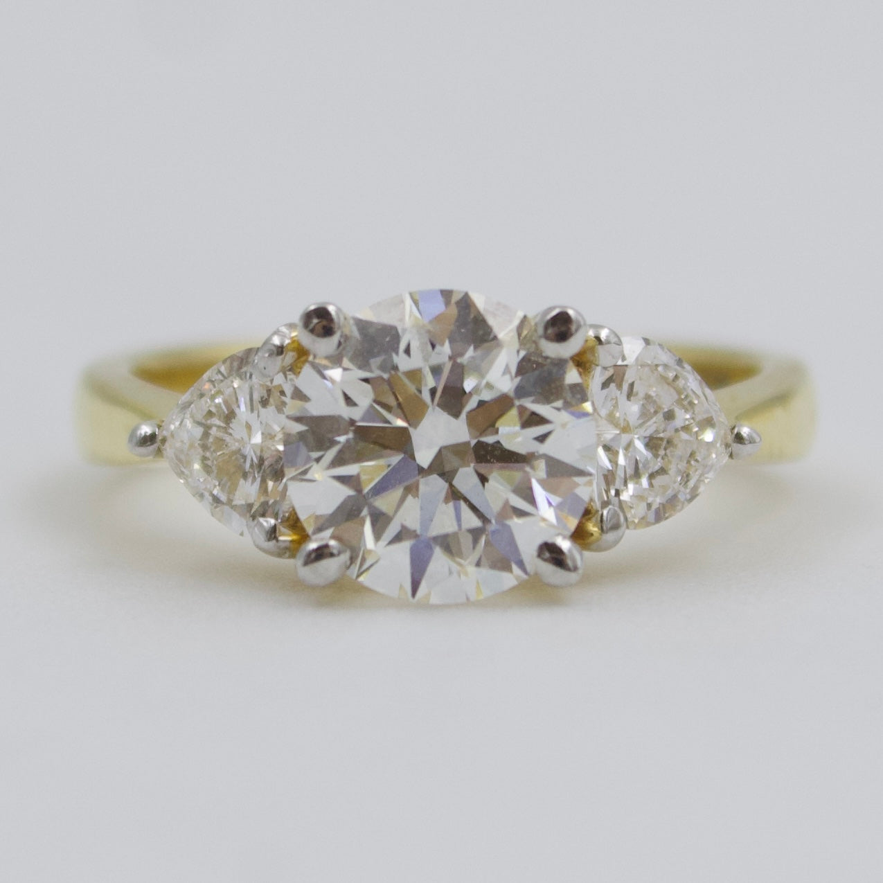 GIA Certified 2.34ctw Round & Heart Lab Diamond Trinity Ring in 14k Gold 5.5 Sz