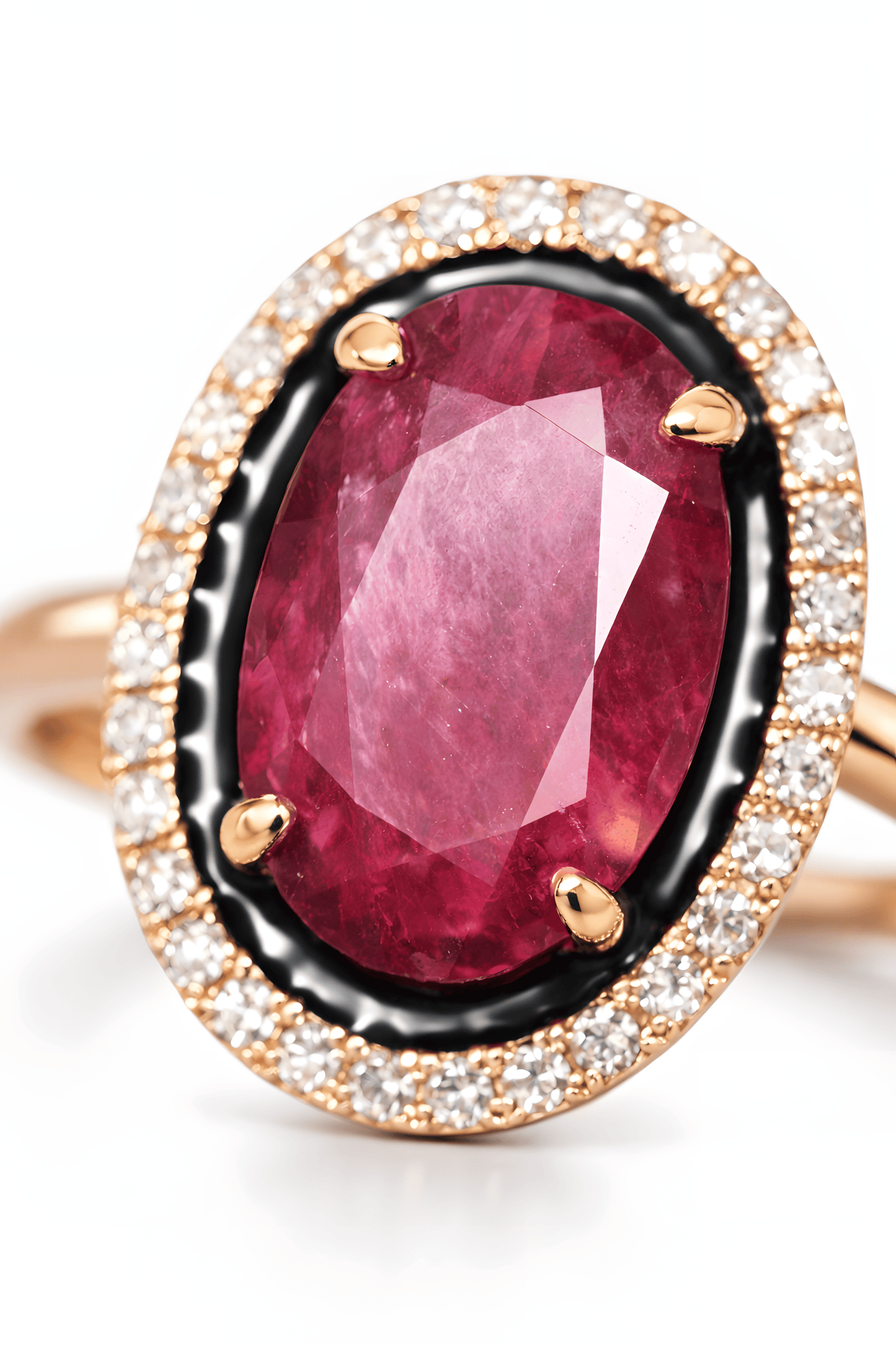 Luxurious 2.05 Ct Natural Ruby & Diamond Cocktail Ring in 18KY Gold Size 6.5
