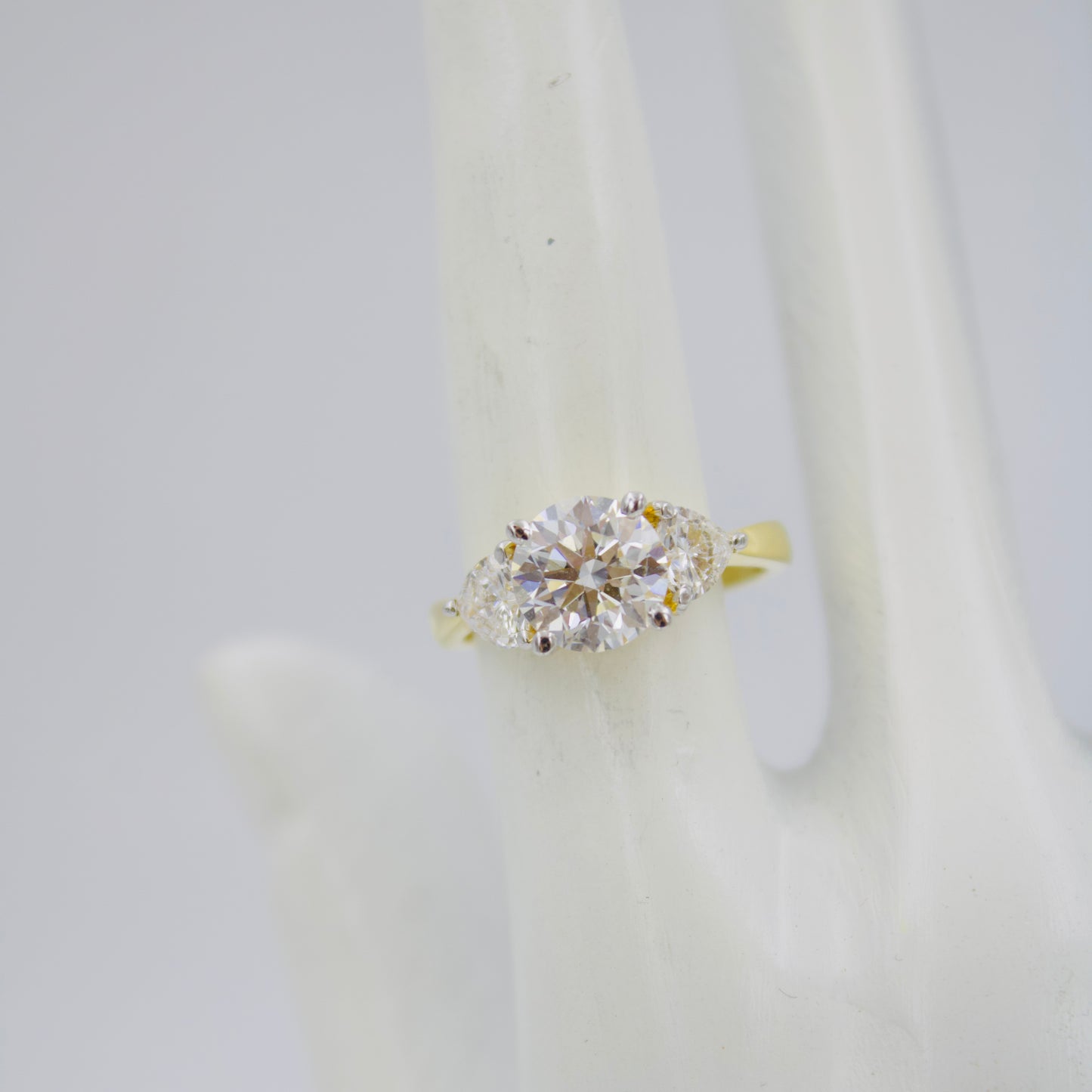 GIA Certified 2.34ctw Round & Heart Lab Diamond Trinity Ring in 14k Gold 5.5 Sz