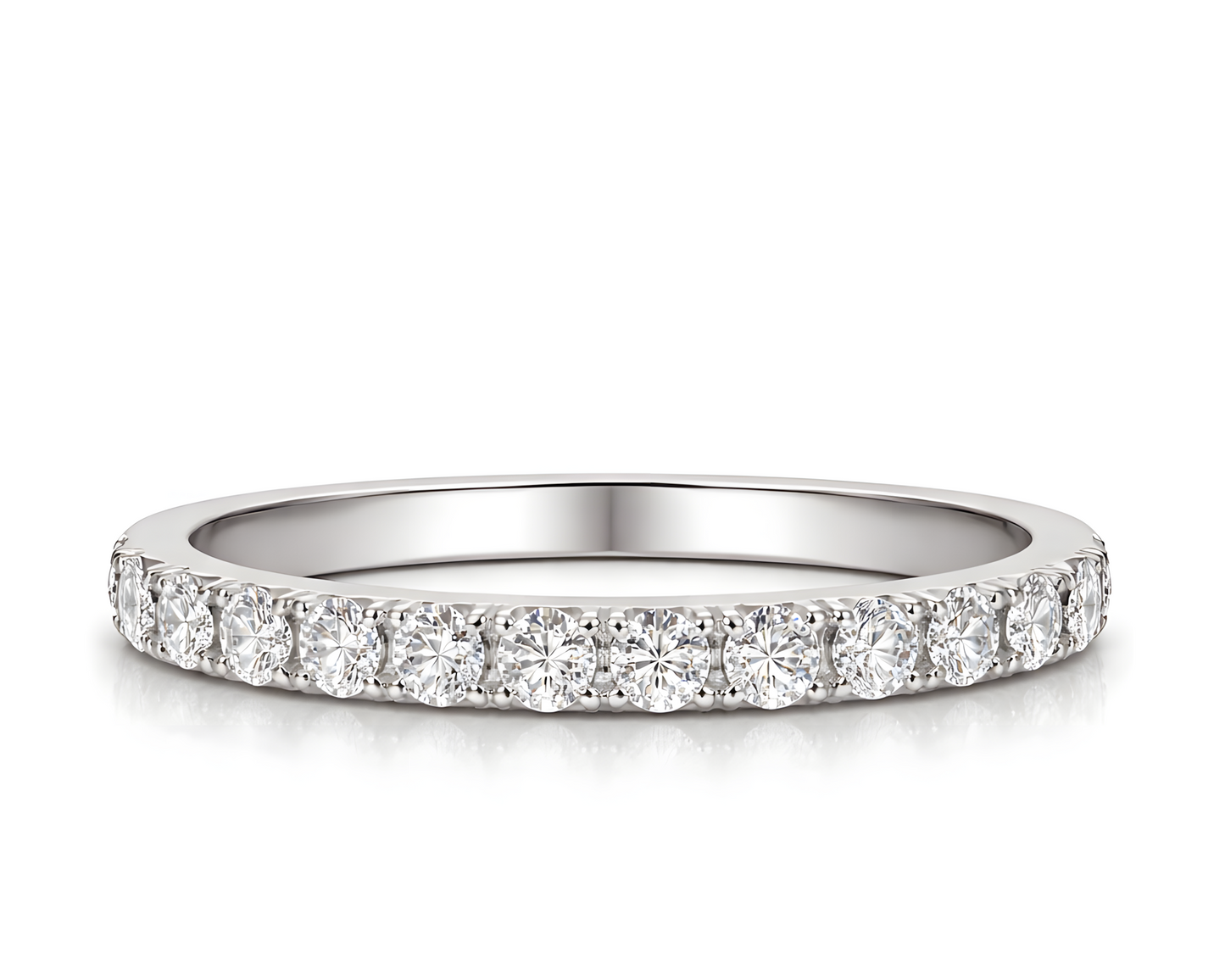 0.66 Ct F-VVS Lab Created Diamond Half-Eternity Band Ring 14K White Gold