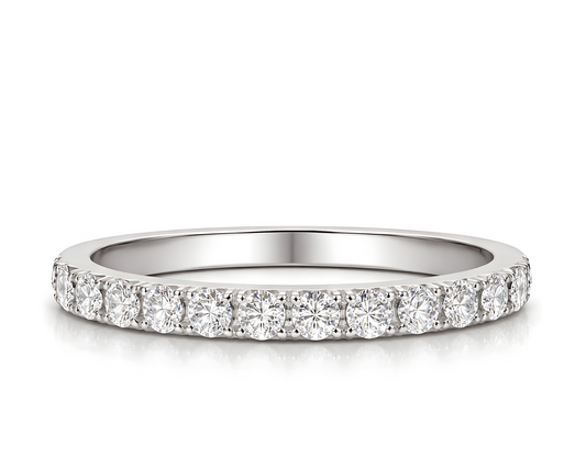 0.66 Ct F-VVS Lab Created Diamond Half-Eternity Band Ring 14K White Gold