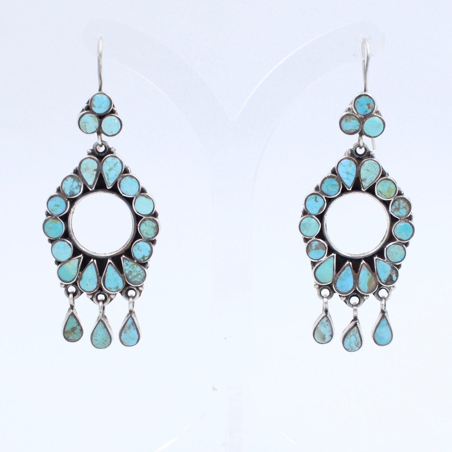 Vintage Southwestern Natural Turquoise Drop Earring in Sterling Silver