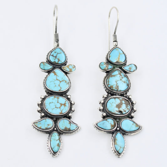 Vintage Navajo Natural Turquoise Drop Earring in Sterling Silver