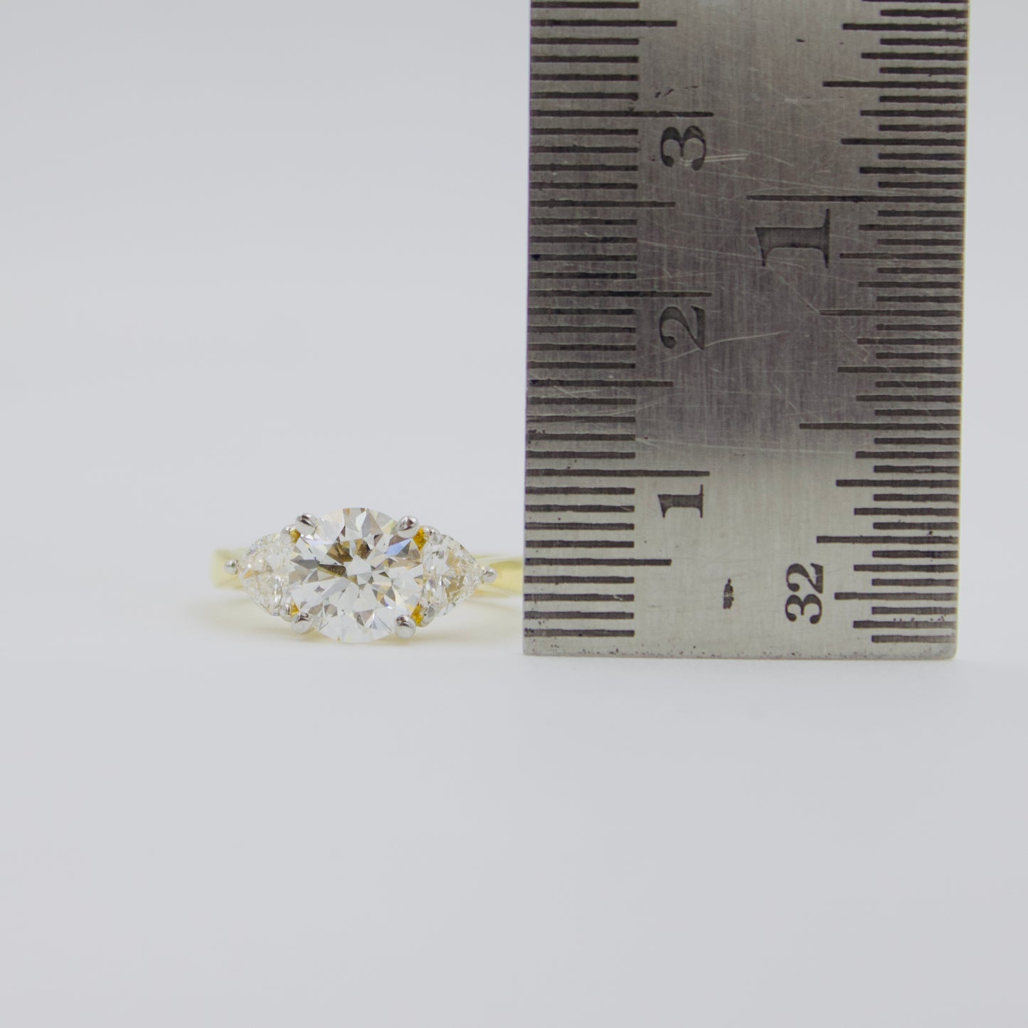 GIA Certified 2.34ctw Round & Heart Lab Diamond Trinity Ring in 14k Gold 5.5 Sz