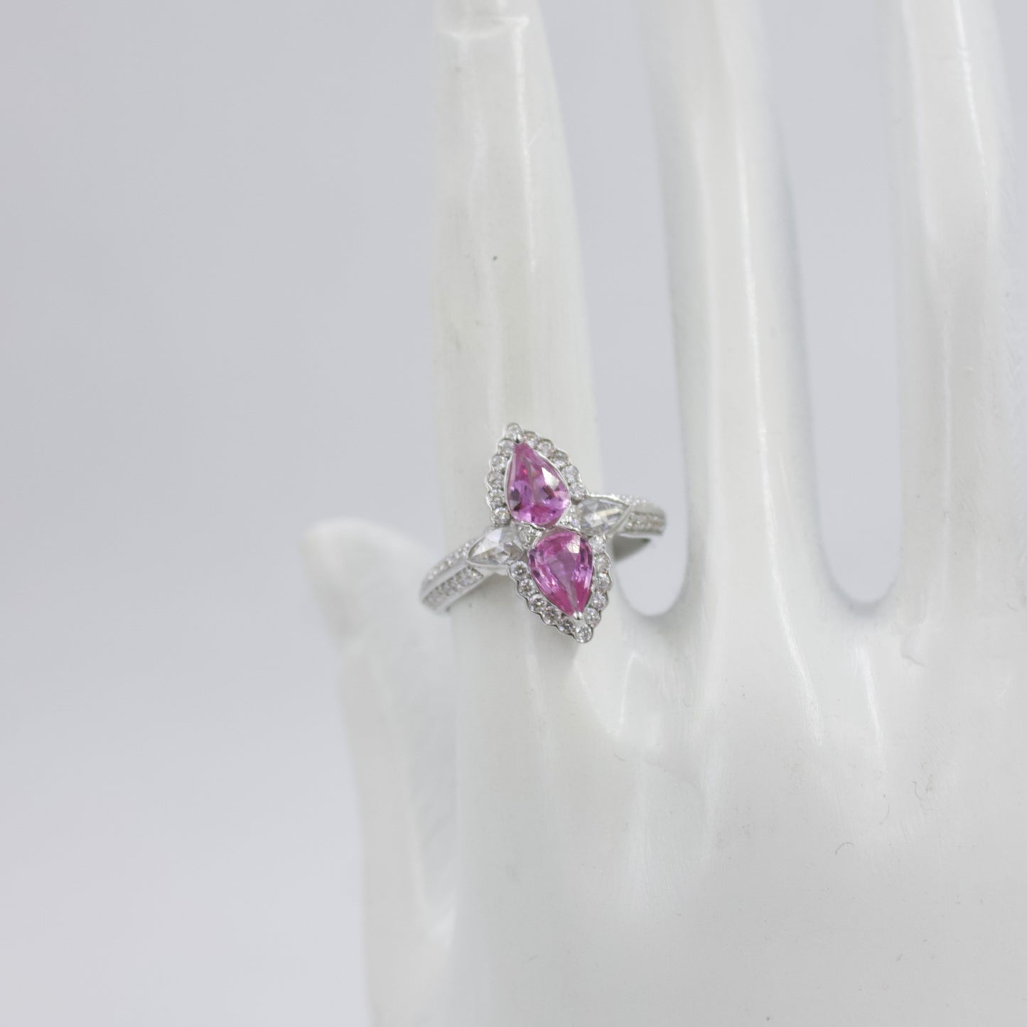 1.72 TCW Barbie Pink Sapphire & Diamond Halo Cocktail Ring in 18K Gold
