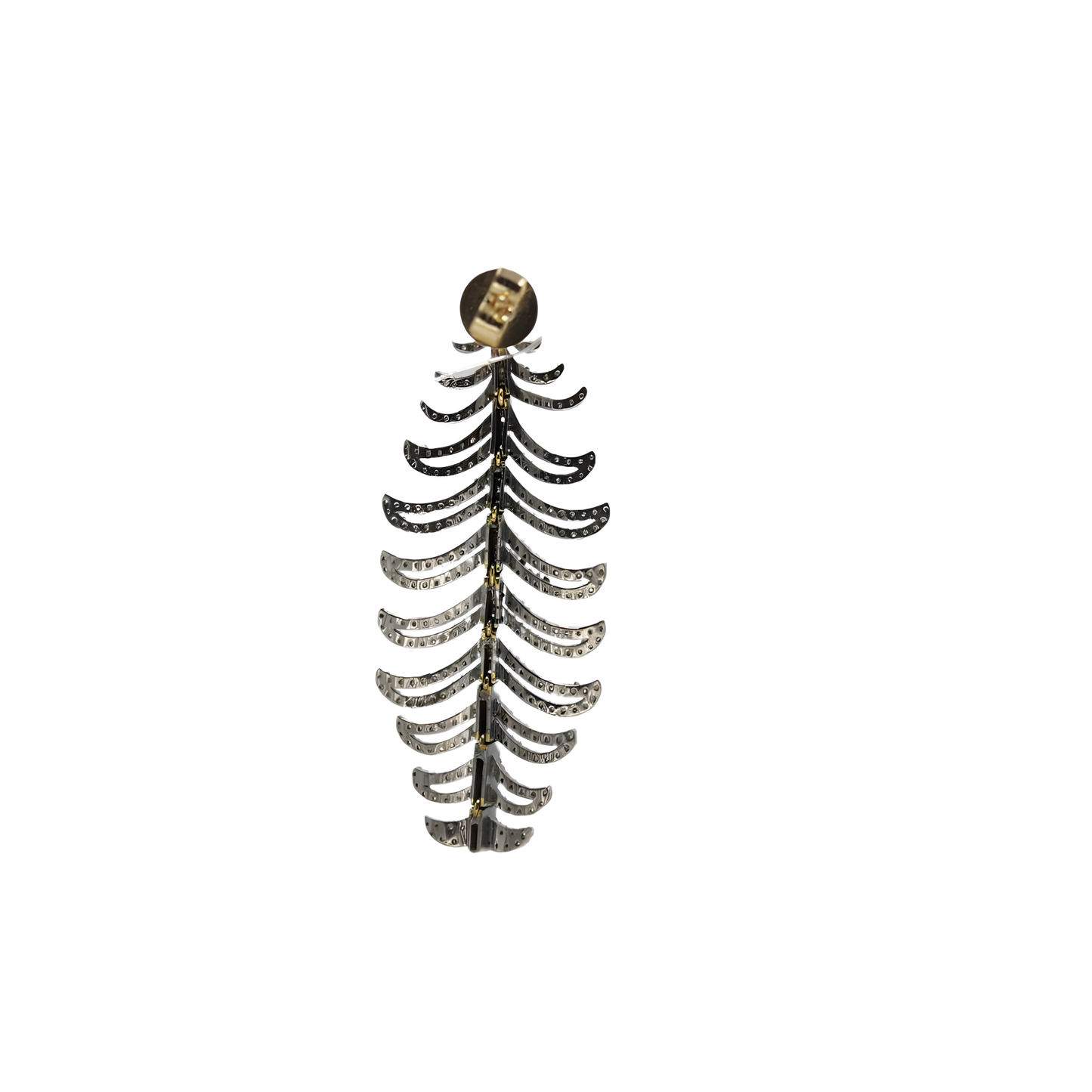 2.72ctw Single Cut Diamond Ribbed Leaf Statement Earrings in 14K Gold
