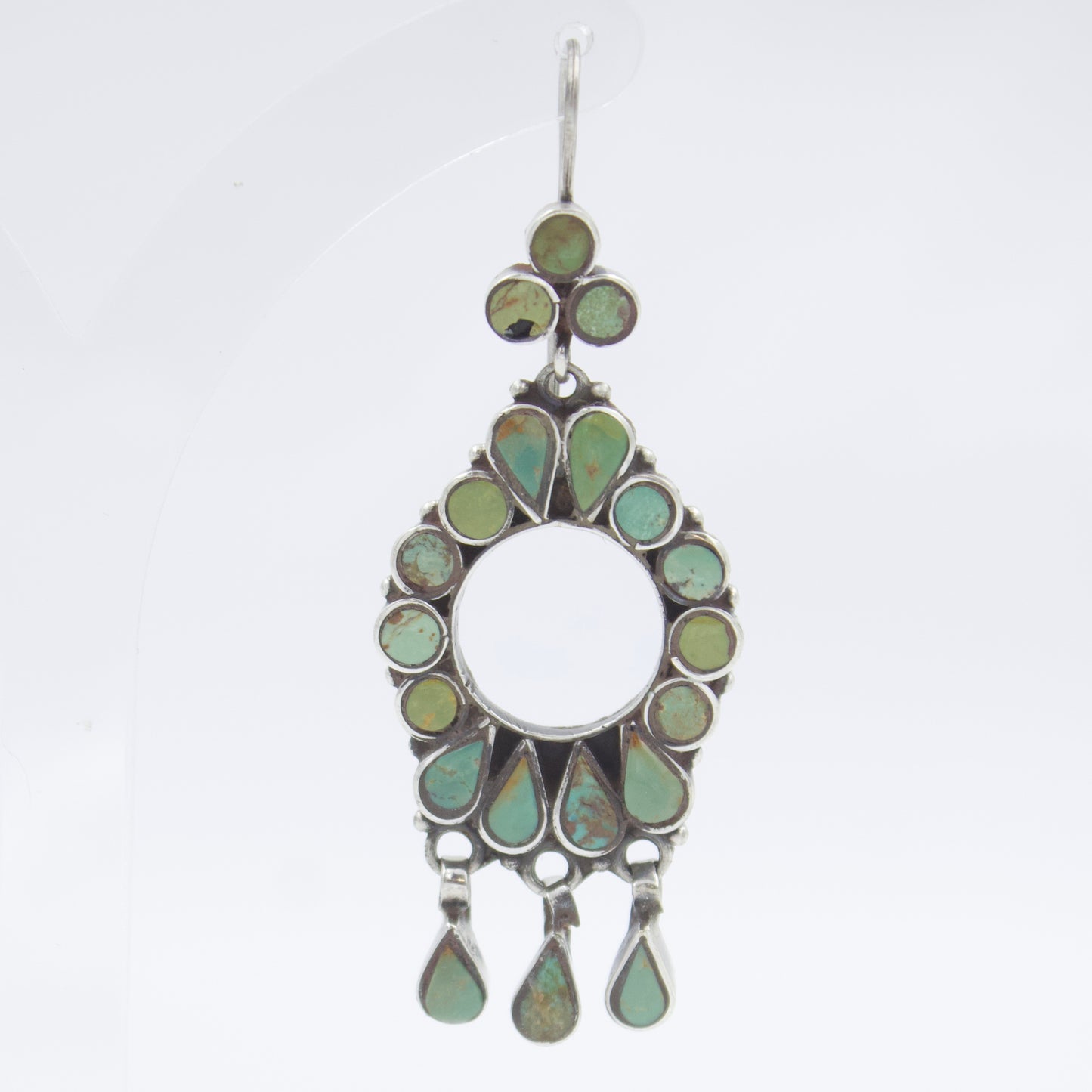 Stunning Vintage Natural Turquoise Open Frame Dangle Earring in Sterling Silver