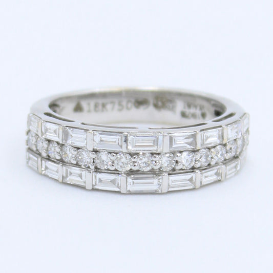 Natural 1.26 Ct E-VVS Baguette Diamond Band Ring in 18K White Gold Size 6.5