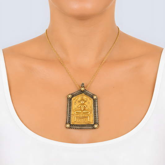 Antique Silver & Gold Polished Barmer Deity Pendant