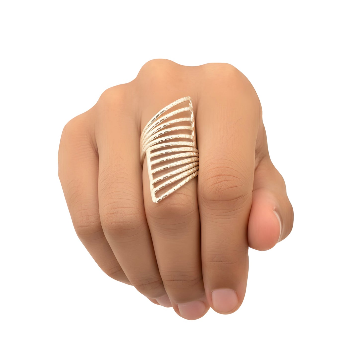 Handmade Spiral Broad Statement Ring in Sterling Silver Adjustable Size