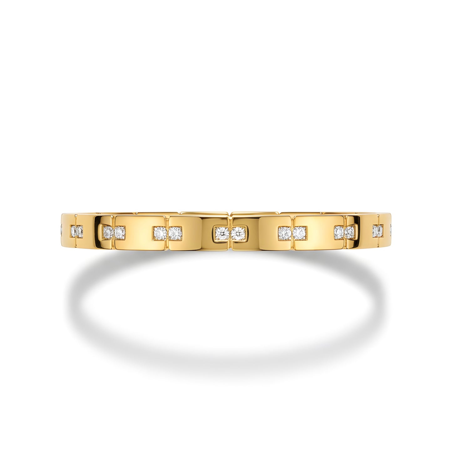 Elegant 1.29 Ct Natural Diamond Hinged Bangle Bracelet in 18KY Gold 6.7 Inches