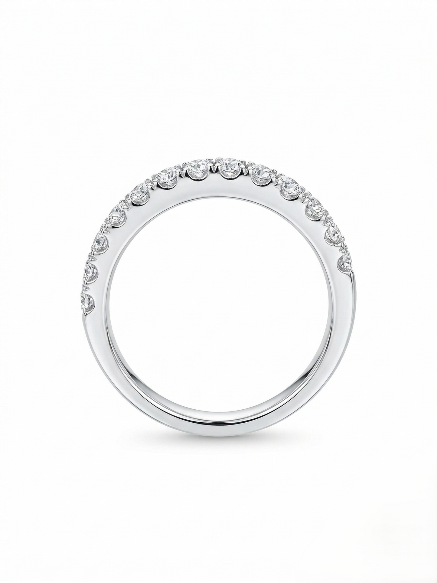 0.66 Ct F-VVS Lab Created Diamond Half-Eternity Band Ring 14K White Gold