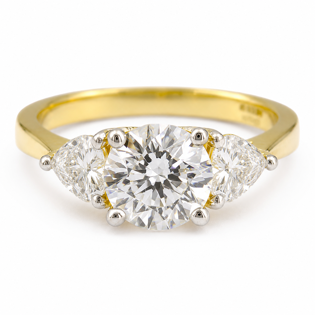 GIA Certified 2.34ctw Round & Heart Lab Diamond Trinity Ring in 14k Gold 5.5 Sz