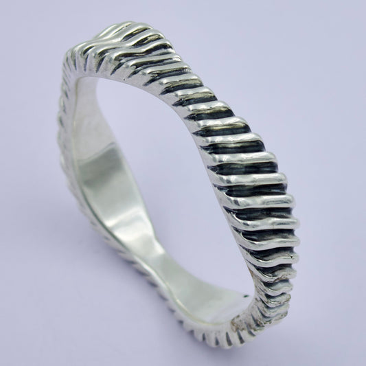 Vintage Statement Hollow Lightweight Bangle Bracelet in Sterling Silver